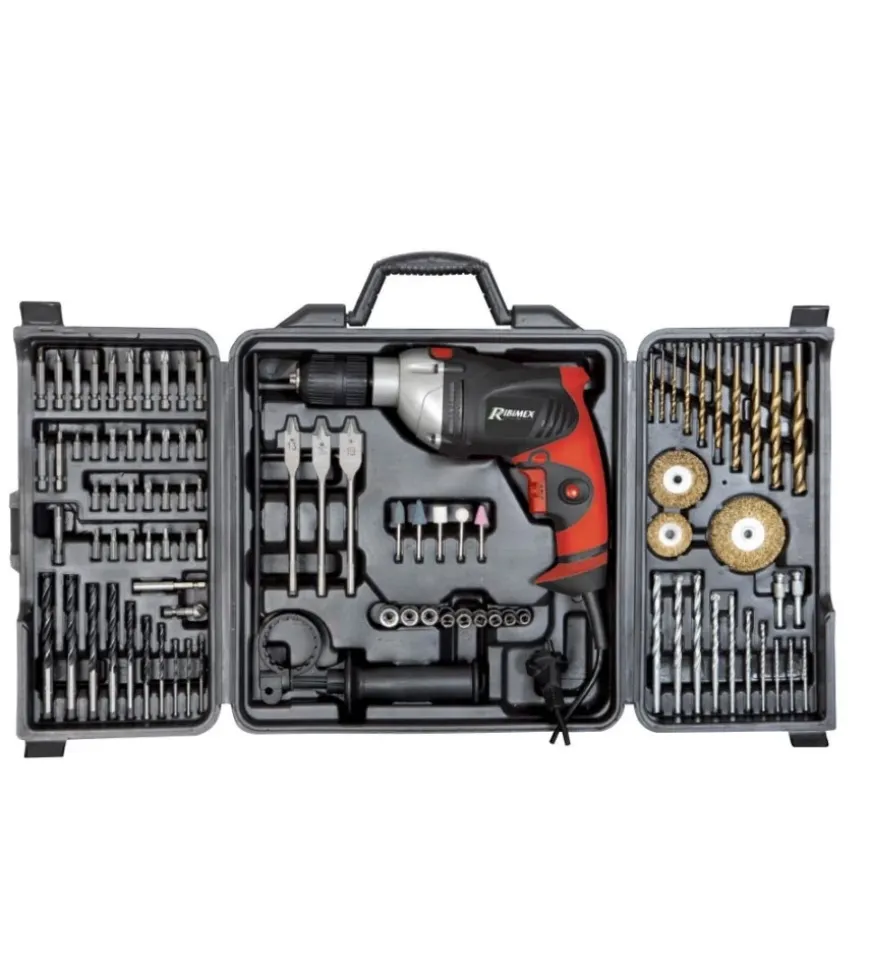 Kit valigetta trapano avvitatore a percussione elettrico ribimex "prkit92fp" 92 accessori 810 w