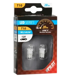 Lampada 1 led colour-led wide 12v - (t10) - w2,1x9,5d - 2 pz  - d/blister - bianco  58146