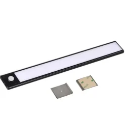 Lampada a led da armadio ricaricabile con sensore pir nera, 3000k