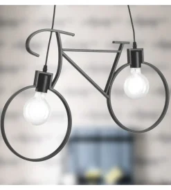 Lampada a sospensione "bike" nero, e27