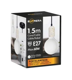 Lampada a sospensione cemento bianca 1,5 mt, e27