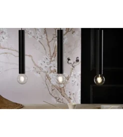 Lampada a sospensione "dora" in metallo nero, gu10