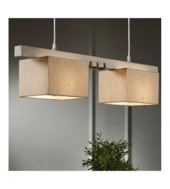 Lampada a sospensione "gea" legno e corda, e27