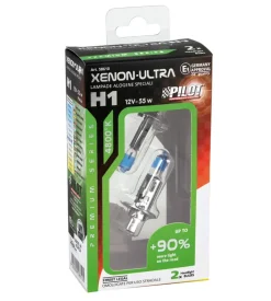 Lampada alogena 12v xenon ultra +90% luce - h1 - 55w - p14,5s - 2 pz  - scatola  58610