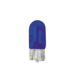 Lampada con zoccolo vetro - (w5w) - 5w - w2,1x9,5d - 2 pz  - d/blister - blu  58360