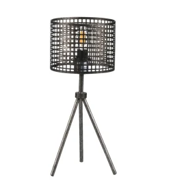 Lampada da tavolo "flam" in metallo grigio, e14