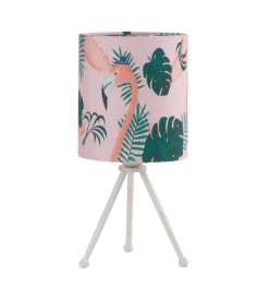 Lampada da tavolo "flamingo" rosa e bianco, e14