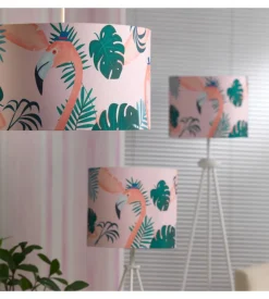 Lampada da tavolo "flamingo" rosa e bianco, e14