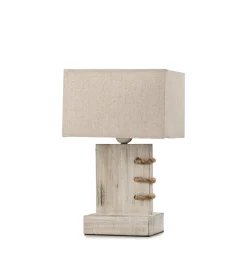 Lampada da tavolo "gea" legno e corda, e27