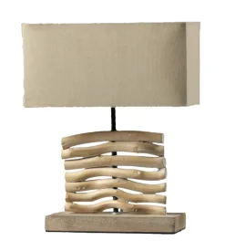 Lampada da tavolo "marica" in legno e stoffa, e27