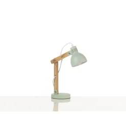 Lampada da tavolo "nora" in legno e metallo verde, e14