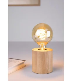 Lampada da tavolo onli "fofi" esagonale legno di rovere, e27