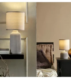 Lampada da tavolo onli grande "shelly" grigio e14