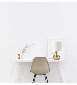 Lampada da tavolo ottone con paralume bianco, e14