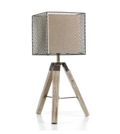 Lampada da tavolo "zazu" in legno e metallo, e27