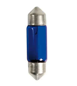Lampada siluro blue dyed glass 12v - (c10w) - 11x35 mm - 10w - sv8,5-8 - 2 pz  - blister  58367