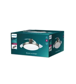 Lampada ventilatore a led philips "atlas nickel" colore acciaio, 5500 k