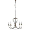 Lampadario 5 luci "candela" in metallo bronzo, e14
