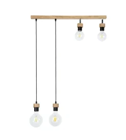 Lampadario 4 luci "clartina" metallo e legno, e27