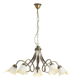 Lampadario 5 luci in metallo color bronzo, e14