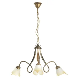 Lampadario 3 luci in metallo color bronzo, e14