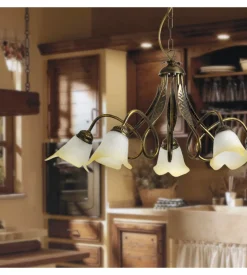 Lampadario 3 luci in metallo color bronzo, e14