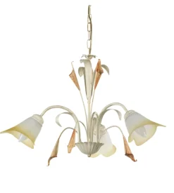 Lampadario 3 luci "lucrezia" in metallo avorio, e14