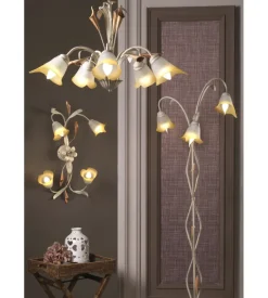 Lampadario 3 luci "lucrezia" in metallo avorio, e14