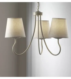 Lampadario 3 luci "margot" in ferro e stoffa, e14
