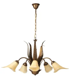 Lampadario 5 luci onli "alga" bronzo e14