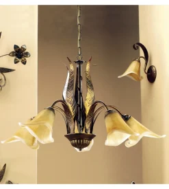 Lampadario 5 luci onli "alga" bronzo e14