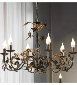 Lampadario 6 luci onli "collana" bronzo e14