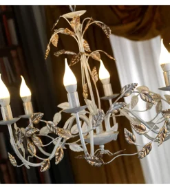 Lampadario 6 luci onli "collana" avorio e14