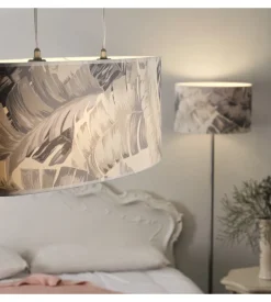 Lampadario 2 luci onli "piume" grigio e27