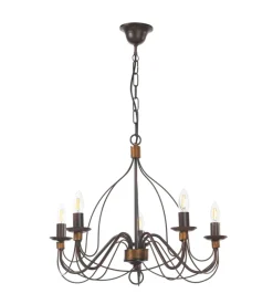 Lampadario a 5 luci "fiamma" marrone, e14