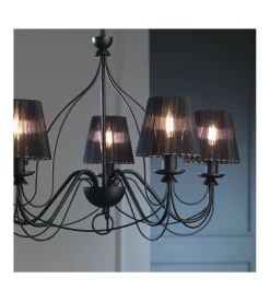 Lampadario a 5 luci "loris" nero, e14