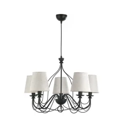 Lampadario a 5 luci "loris" nero e sabbia, e14