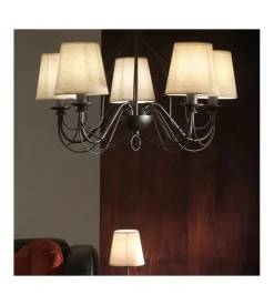 Lampadario a 5 luci "loris" nero e sabbia, e14