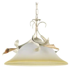 Lampadario a sospensione "lucrezia" in metallo e vetro color avorio, e27