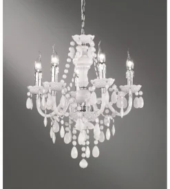 Lampadario classico "luster" 5 luci acrilico bianco cm 52