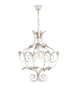 Lampadario "contessa" in metallo color avorio, e27