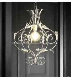 Lampadario "contessa" in metallo color avorio, e27