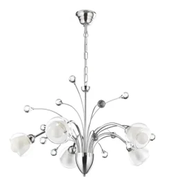 Lampadario "diamante" in metallo cromato, e14