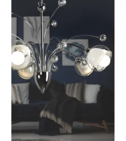 Lampadario "diamante" in metallo cromato, e14