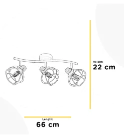 Lampadario "ginger" 3 luci metallo nero, e14