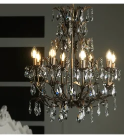 Lampadario onli "botte" 8 luci bronzo, e14