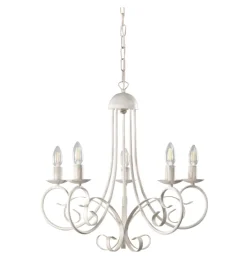 Lampadario "pompei" 5 luci in metallo color avorio, e14