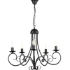 Lampadario "pompei" 5 luci in metallo nero, e14