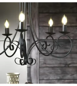 Lampadario "pompei" 5 luci in metallo nero, e14