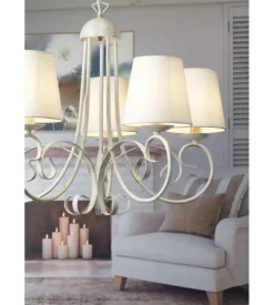 Lampadario "pompei" con 5 punti luce in metallo, e14